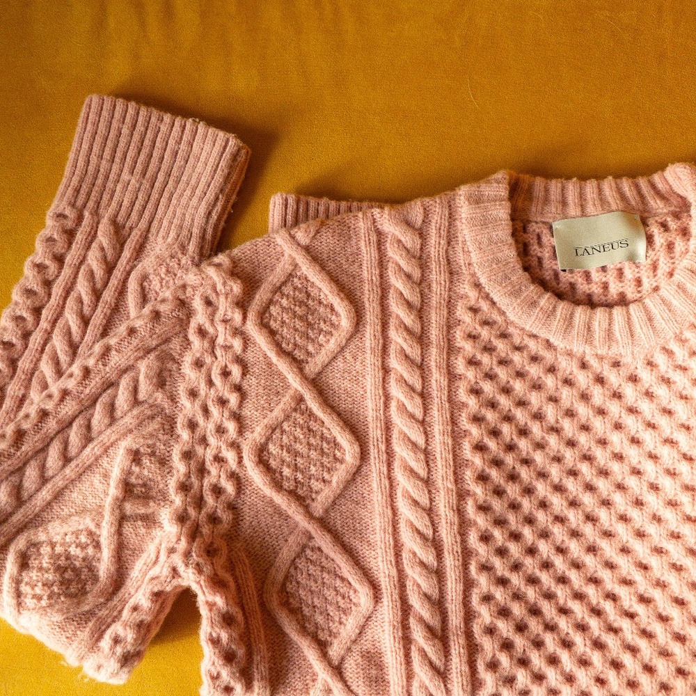 [LANEUS] Crew Neck aran-knit Jumper